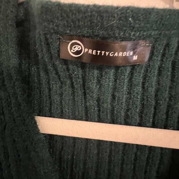 Women's Rib Knit Sweater Casual Long Puff Sleeve (Dark Green,Medium) - Picture 5 of 7